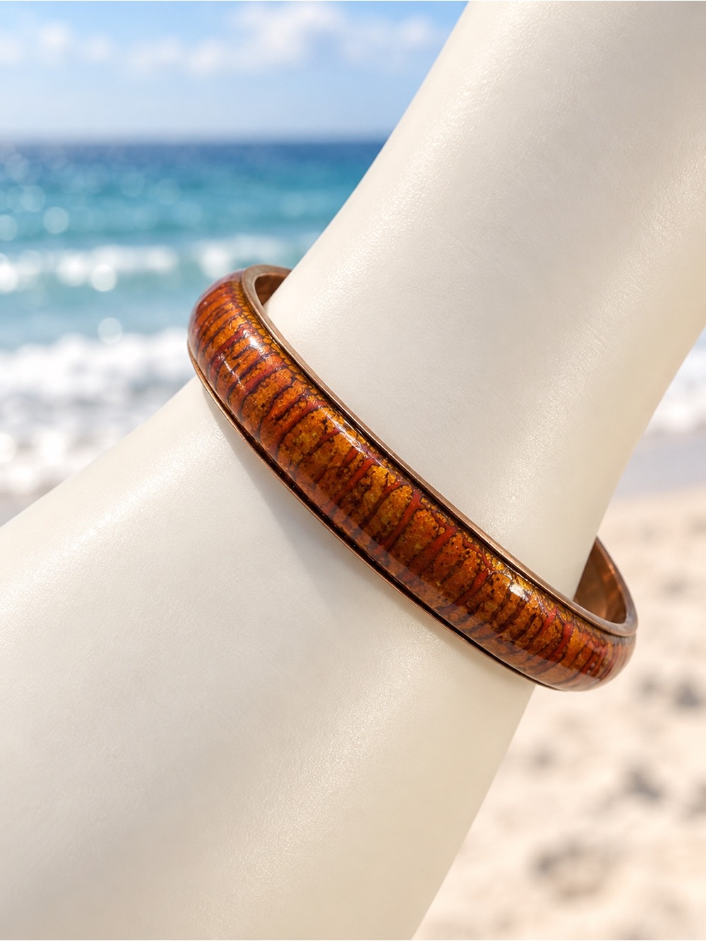 Matisse © Renoir Enamel Copper Bangle Women's Jewelry Bracelet Signed Vintage